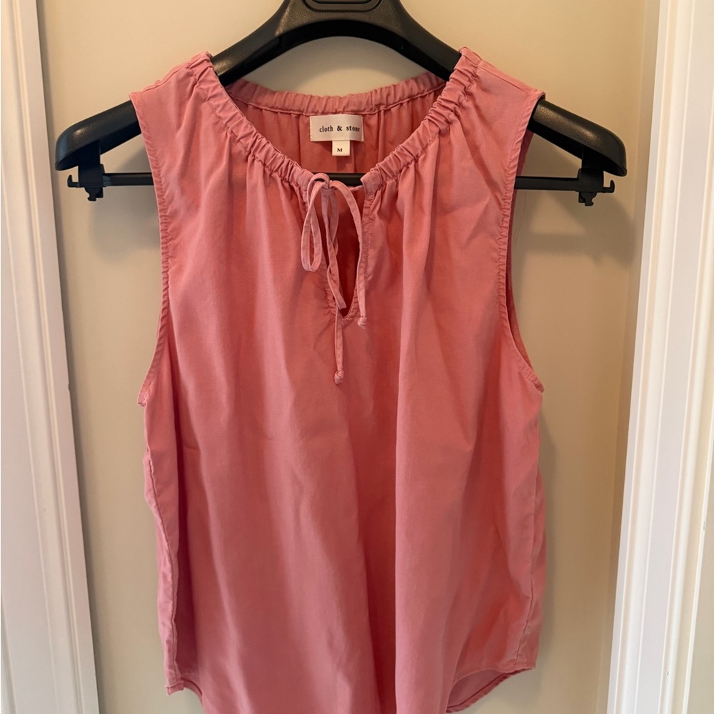 Cloth & Stone Pink Tie-Neck Blouse